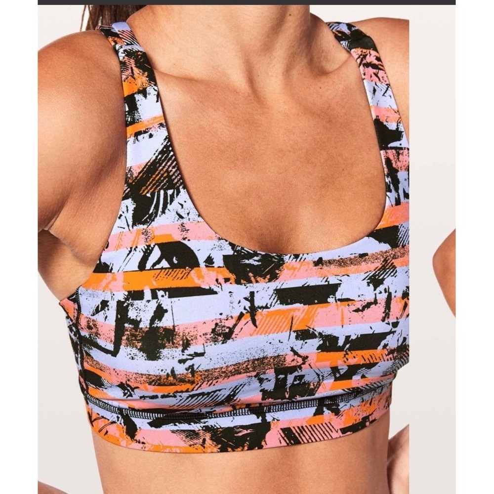 Lululemon Energy Bra High Neck Shatter Weave Desert Teal Multi Size 6